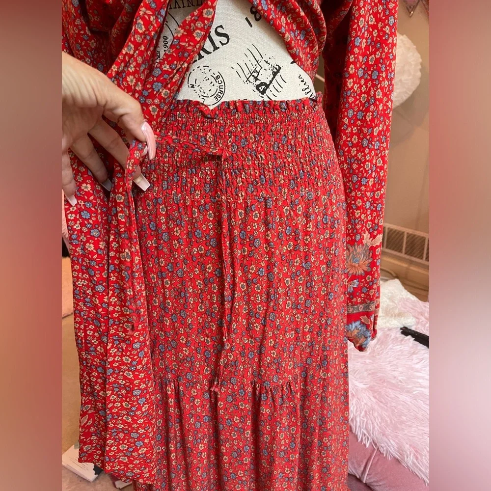 Bohemian Cropped Pheasant Blouse and Skirt Set❤️ - Picture 5 of 15